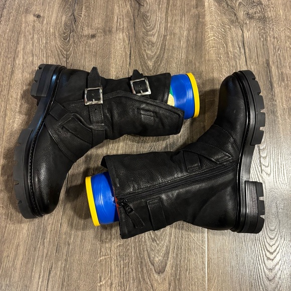 Miz Mooz Leather Double Buckle Ankle Boots Biggs Black Women’s Sz EU 39 US 8.5 - Picture 4 of 11